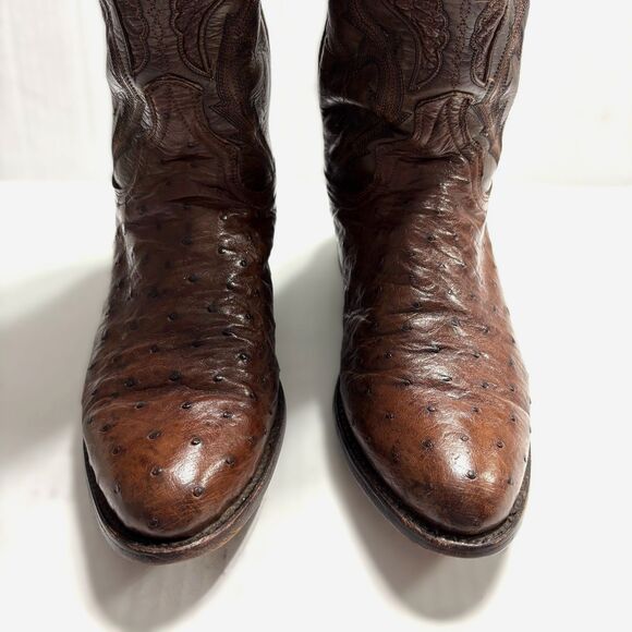 Vintage Dan Post Full Quill Ostrich Cowboy Boots Men\'s 8EW Handcrafted Exotic main image 7